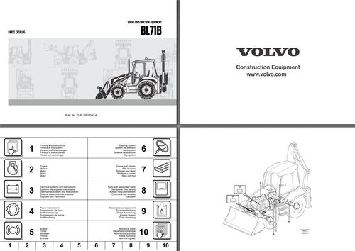 Volvo backhoe loader BL71-B parts catalog, spare parts book